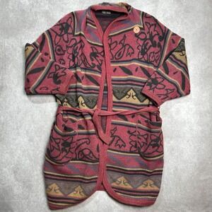 Vtg Cervelle Open Front Cardigan Sweater Womens Size  Large Festival Boho Artsy